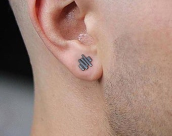 Oxidized Sterling Silver Stud Earrings: Contemporary Unisex Design