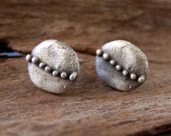 Dotted Sterling Silver Disk Earrings: Minimalist Geometric Studs