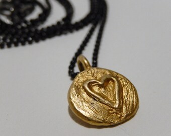 Gold Plated Sterling Silver Heart Pendant Necklace: Dainty Layering Jewelry