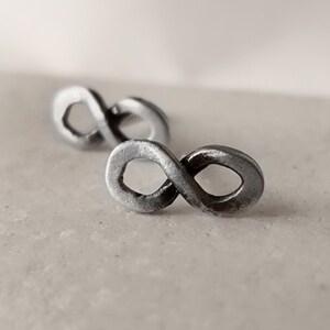 Infinity silver stud earrings, Contemporary geometric stud earrings for men and woman, unisex earrings, Gift for him image 8