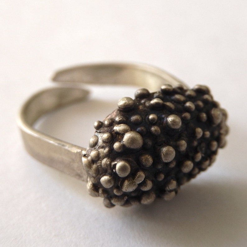 Silver dainty dotted caviar ring, Sterling silver minimalist Bubble ring, Gift for her image 5