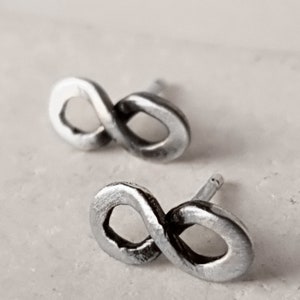 Infinity silver stud earrings, Contemporary geometric stud earrings for men and woman, unisex earrings, Gift for him image 2