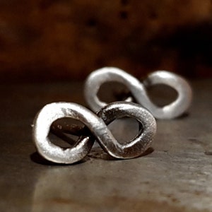 Infinity silver stud earrings, Contemporary geometric stud earrings for men and woman, unisex earrings, Gift for him image 7