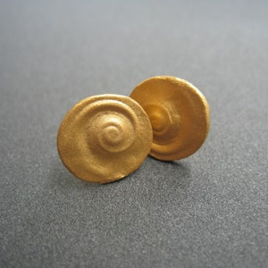 Gold Plated Nautilus Stud Earrings: Handmade Sterling Silver Jewelry