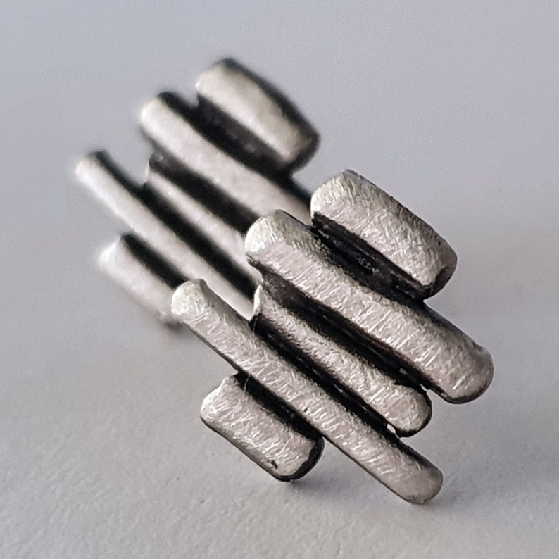 Silver stud earrings for men and woman. Contemporary geometric unisex earrings, gift for him image 4