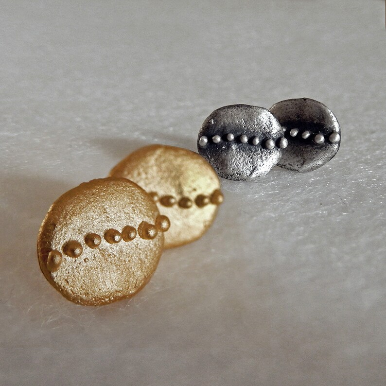 Gold Disk Stud Earrings Minimalist Dotted Circle Earrings. Etsy