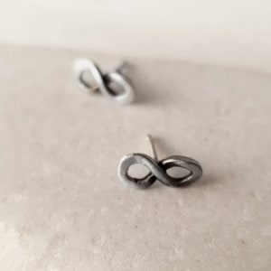 Infinity silver stud earrings, Contemporary geometric stud earrings for men and woman, unisex earrings, Gift for him image 6