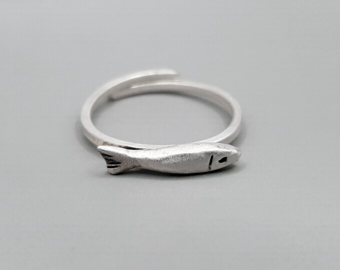 Silver Adjustable Fish Ring, Sterling Silver Jewellery, Minimal Fish ...