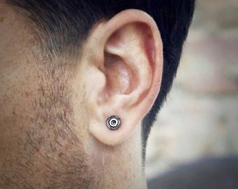 Oxidized Sterling Silver Stud Earrings: Geometric Unisex Posts