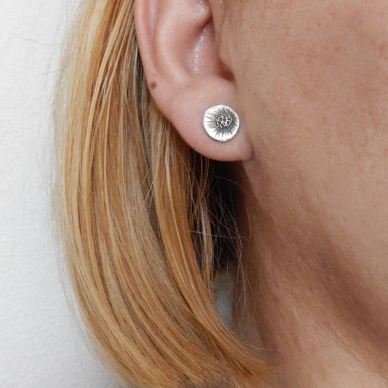 Chrysanthemum Flower Sterling Silver Ear Studs Botanical Etsy