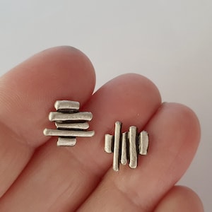 Silver stud earrings for men and woman. Contemporary geometric unisex earrings, gift for him image 6