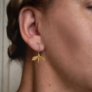 Gold Bee Earrings, Gold Plated Sterling Silver Bee Dangle Earrings, Honey Bee Jewellery, Matt Gold jewelry, Insect jewelry, Gift for mother