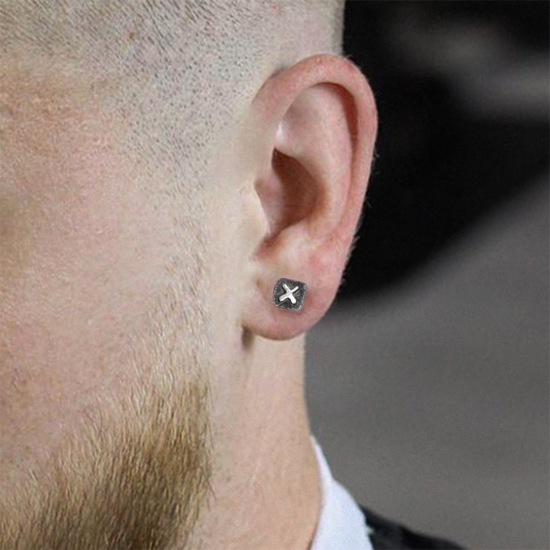 ピアス Luxury Street Wear ICE Silver Earrings Dute unisexual Hip Hop Stud Earrings Men Women Unisex 925 Sterling Silver