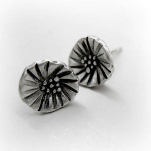 Small Silver Flower ear studs, Handmade 925 Sterling Silver Jewelry, flower earrings, flower power, earrings for women, gifts for women