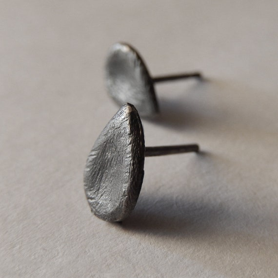 Black Drop Silver Stud Earrings for Men and Woman