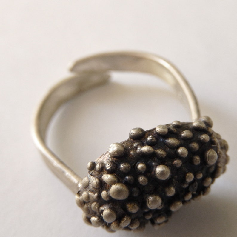 Silver dainty dotted caviar ring, Sterling silver minimalist Bubble ring, Gift for her image 3