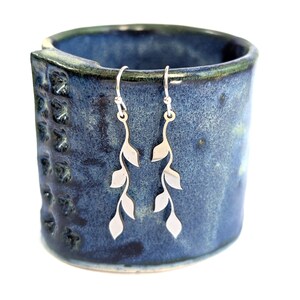 Leaf Sprig Steel Earrings | Sterling Silver Ear Wires