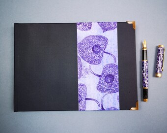 Fabric-bound A5 book plain / poetry book / notebook / sketchbook / handmade / Handbound / A5 / Landscape book / Chinese lantern