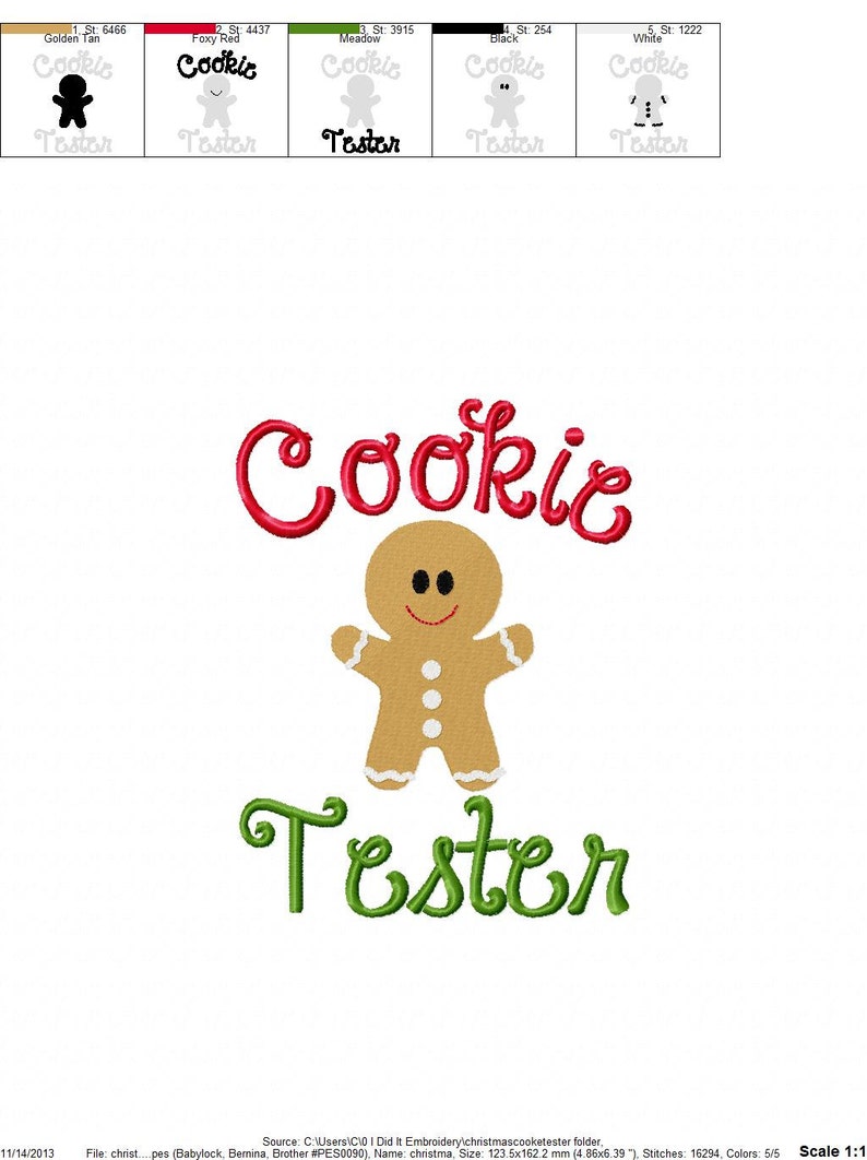 Weihnachten Sticken Design Christmas Cookie Tester Stickerei Sprüche 4 x 4 5 x 7 6 x 10 Hoo Instant Download Bild 2