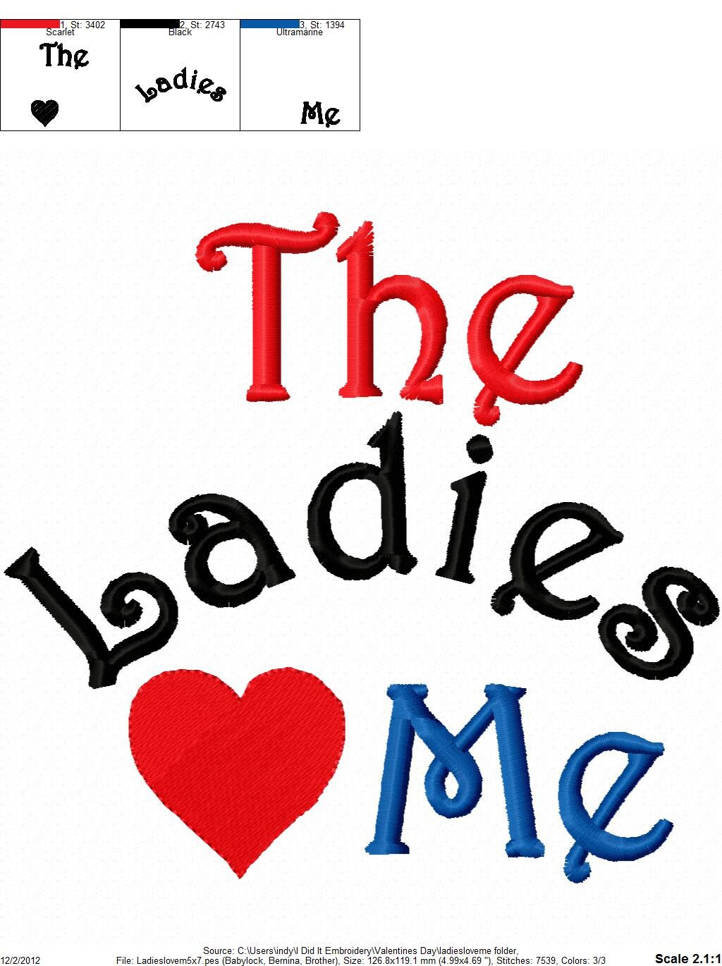 Embroidery design the ladies love me 4x4 5x7 6x10 hoop  etsy Embroidery design the ladies love me 4x4 5x7 6x10 hoop  etsy