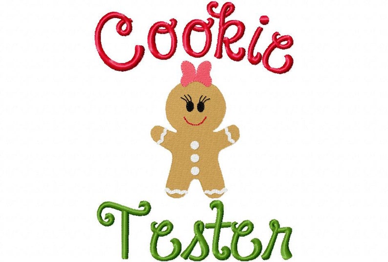 Christmas Embroidery Design Christmas Cookie Tester Girl Embroidery Sayings 4x4 5x7 6x10 hoop Instant Download image 1