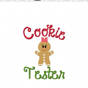 Christmas Embroidery Design Christmas Cookie Tester Girl Embroidery Sayings 4x4 5x7 6x10 hoop Instant Download image 2