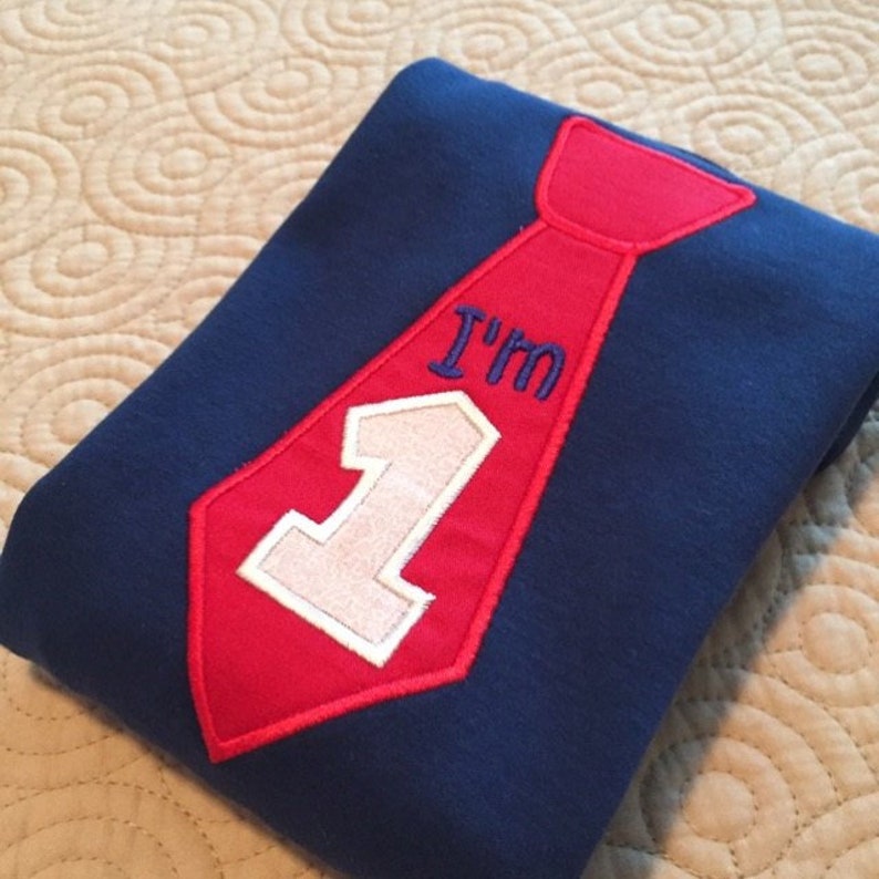 1st Birthday Boy Embroidery Design I'm 1 Birthday Tie Etsy