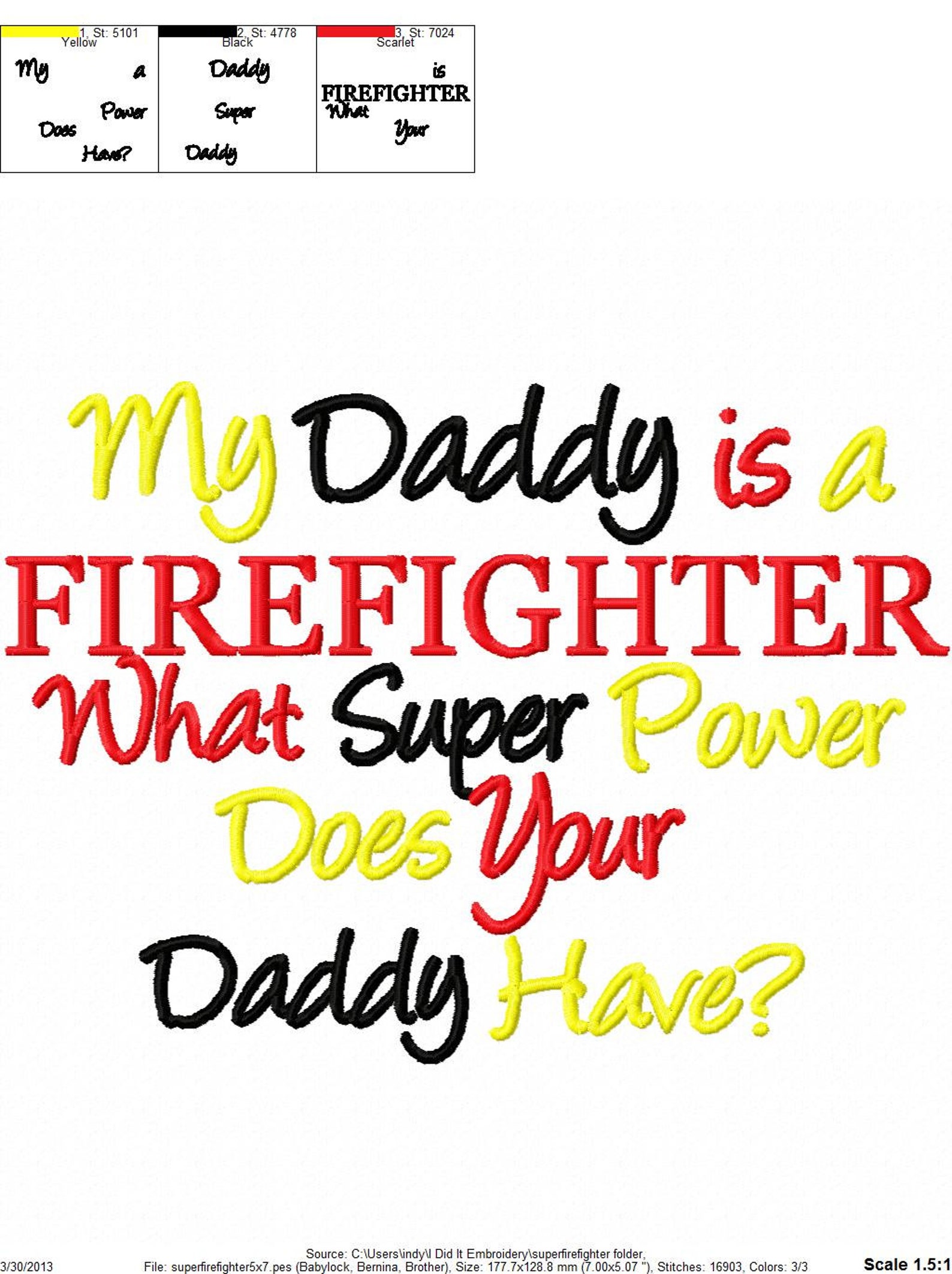 Firefighter Embroidery Design My Daddy is A Firefighter What - Etsy
