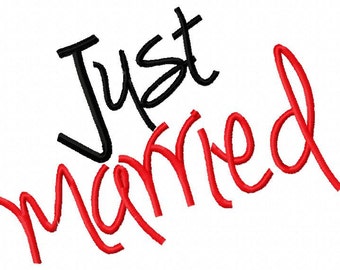 Just Married Wedding Embroidery Design Bride 4x4 5x7 6x10 hoop Instant Download