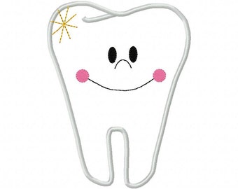 Tooth  Embroidery Design Tooth Appliqué 4x4 5x7 6x10 hoop Instant Download