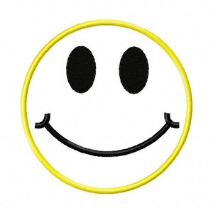 Smiley Face  Appliqué Embroidery Design  in 4x4 5x7 6x10 hoop Instant Download