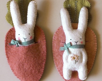 Filz Hase Schnittmuster - Osterhase & Karotte Bett - Filz Oster Ornament Dekor - Stofftier Spielzeug - Ostern Korb Geschenk - Lilalune