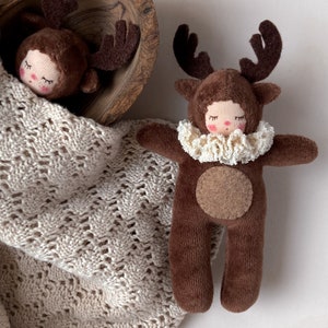 Padrão de costura para boneca Waldorf em PDF + tutorial em vídeo - Rena - Boneca de pano - Bicho de pelúcia - Ideia de presente feito à mão - Presente faça você mesmo - Lilalune