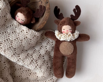 Waldorf Doll Sewing Pattern PDF + Video Tutorial - Reindeer - Cloth doll - Stuffed animal toy - Handmade gift idea - DIY gift - Lilalune