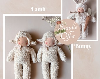 Waldorf doll Bundle Lamb and Bunny sewing patterns PDF + Video Tutorial