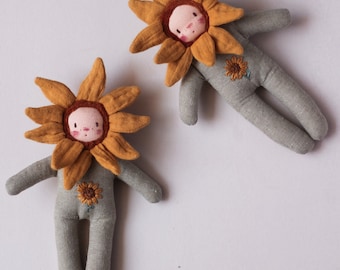 Waldorf Doll Sewing Pattern PDF + Video Tutorial - Sunflower- Cloth doll - Flower doll - Handmade gift idea - DIY gift - Lilalune