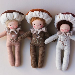 Waldorf Doll Sewing Pattern PDF + Video Tutorial - Mushroom - Cloth doll - Stuffed animal toy - Handmade gift idea - DIY gift - Lilalune