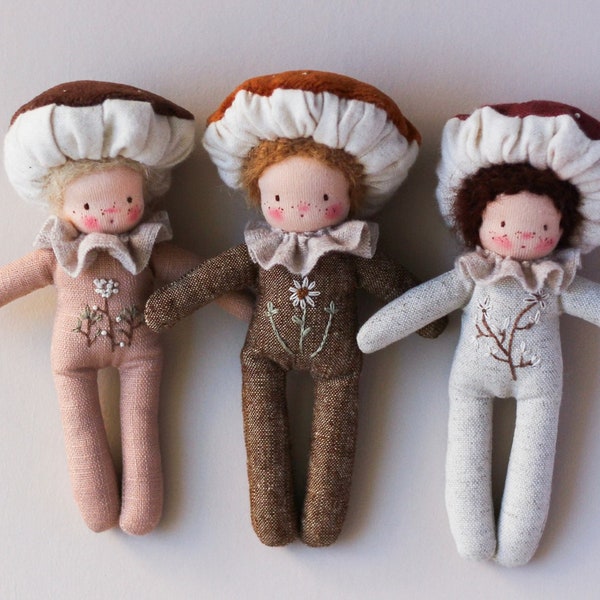 Waldorf Doll Sewing Pattern PDF + Video Tutorial - Mushroom - Cloth doll - Stuffed animal toy - Handmade gift idea - DIY gift - Lilalune
