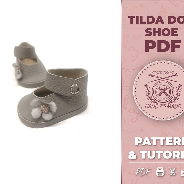 Simple Doll Shoe Pattern - Easy sewing shoe Pattern - Shoes for Dolls Pattern pdf - Pattern shoe - Tilda Doll shoe PDF tutorial with pattern