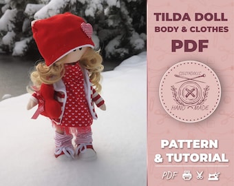 EASY cloth doll pattern tutorial. Waldorf doll with clothes. Pdf Tilda doll pattern sewing tutorial. Doll body, clothes, shoe pattern