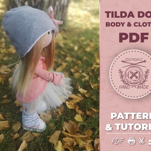 Rag doll body with clothes and shoes, pdf pattern and tutorial, doll pattern, stuffed textille doll easy pattern, rag doll pdf