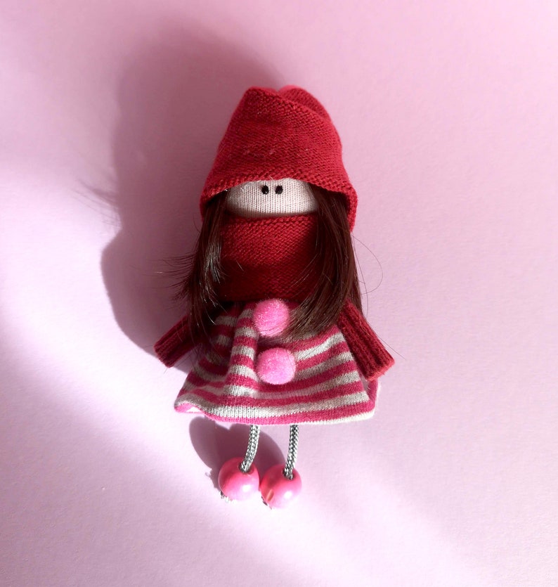 rag doll cloth doll personalized brooch cute tilda doll brooch custom jewelry soft doll sigitadolls Miniature doll brooch tiny doll