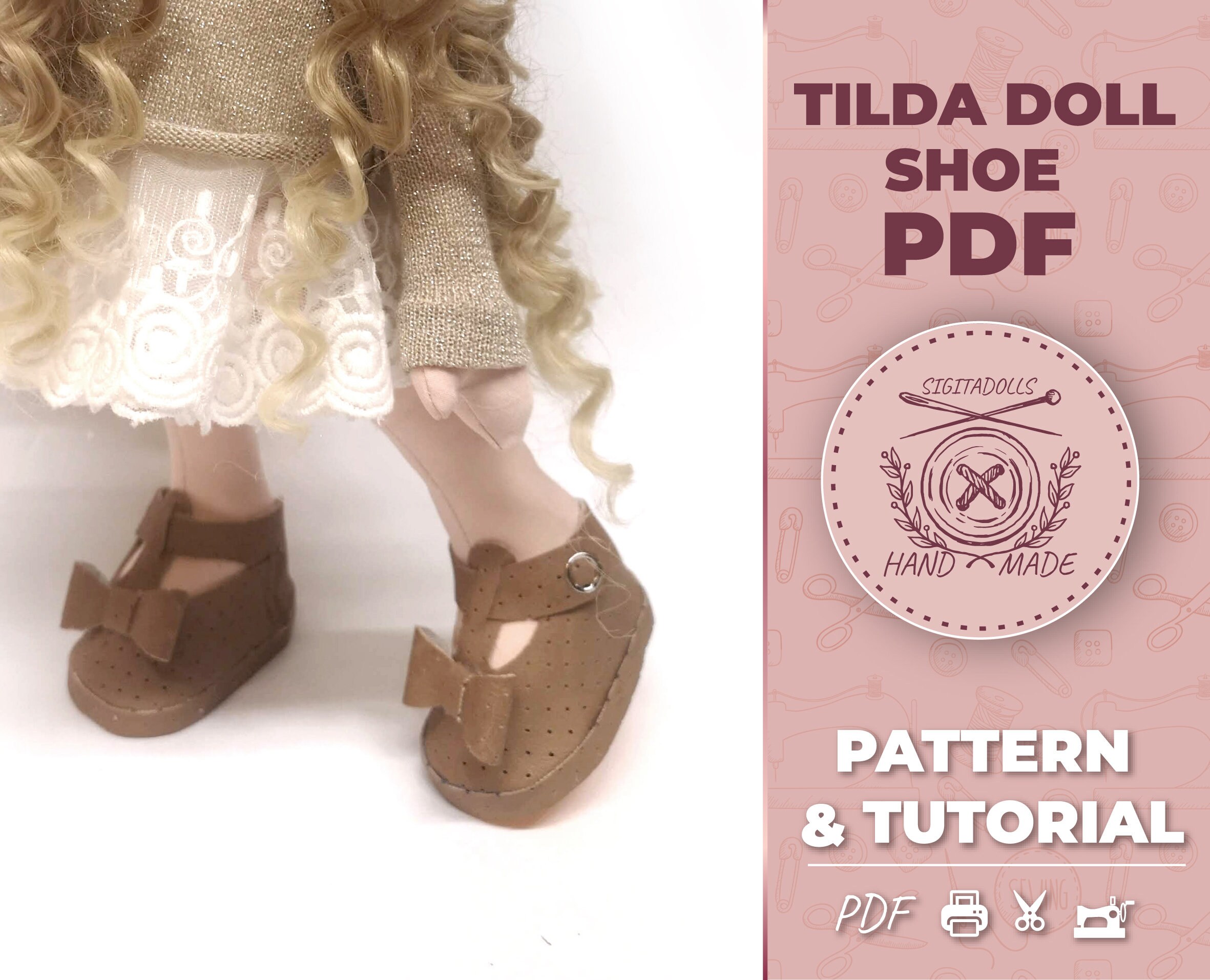 Easy Doll Shoe Pattern - Easy Sewing Shoe Pattern - Shoes for Dolls ...