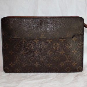 Reduced for faded monogram Authentic Louis Vuitton Pochette Homme Monogram Clutch /Cosmetic/ Hygiene Bag  All Hallmarks Quick Ship