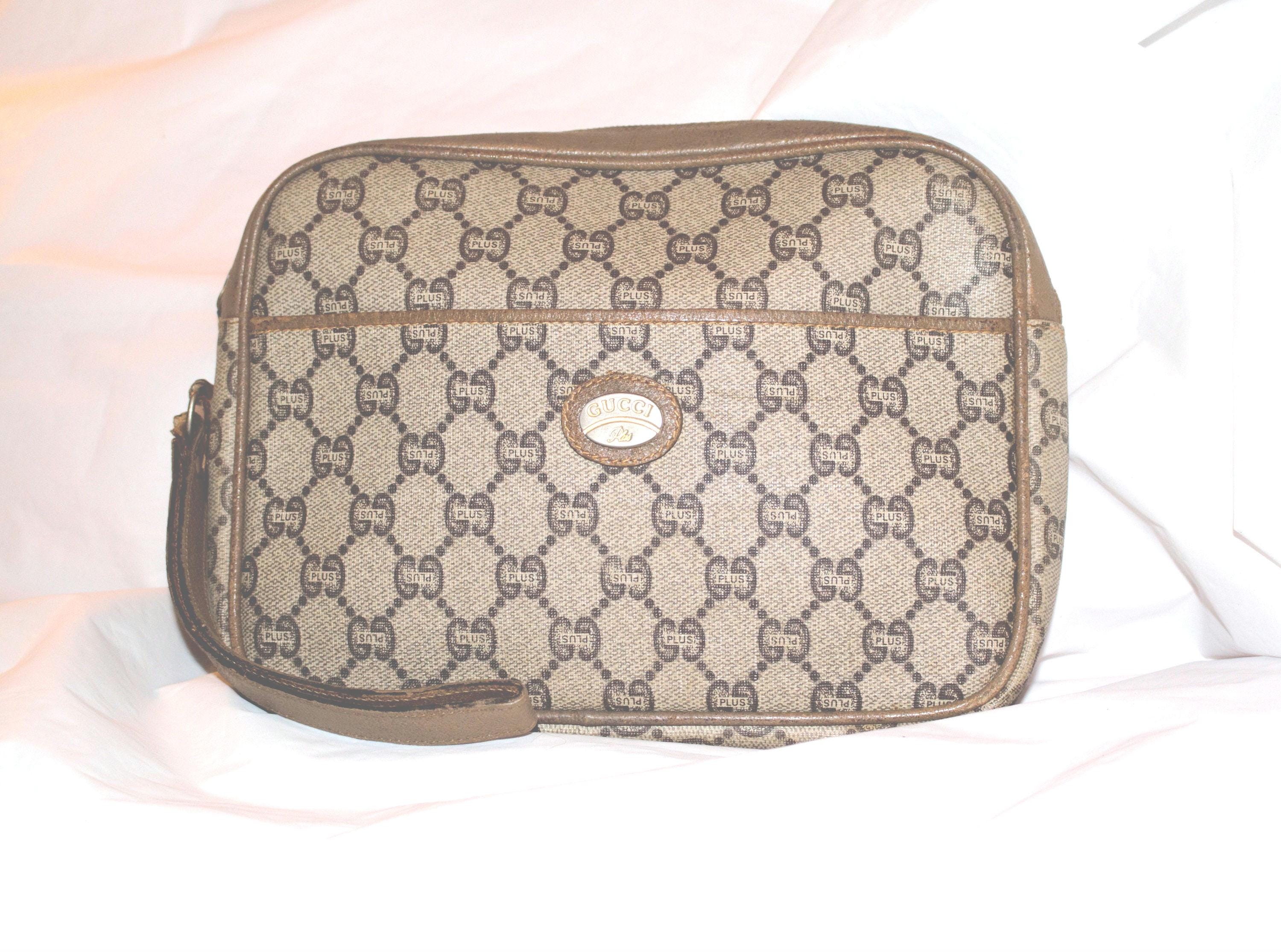ショルダーバッグ OLD GUCCI PLUS GG LEATHER SHOULDER BAG Old Gucci Plus Shoulder Mini Bag Vintage GG Leather Brown x Beige