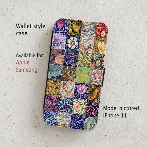 iPhone and Samsung Galaxy Case - William Morris - Floral - Patchwork - Mobile - Wallet flip case