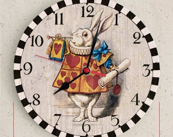 Quartz Wall Clock  - White Rabbit - Alice in Wonderland
