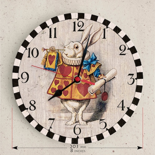 Quartz Wall Clock - White Rabbit - Alice in Wonderland - Etsy