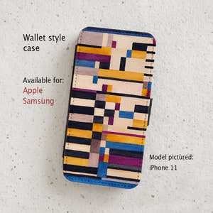 iPhone Case (all current models) -  Bauhaus  style - Watercolour Illustration - Wallet flip case -  Samsung Galaxy models S20 - S23