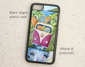 Phone Cover -  iPhone,Samsung Galaxy, & more - Campervan Cats -  Illustration - Cover - Mobile Phone